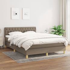 vidaXL Boxspringbett mit Matratze 140x200 cm Taupe