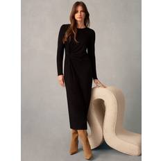 Ro&Zo Ro&Zo Twist Detail Midi Dress, Black