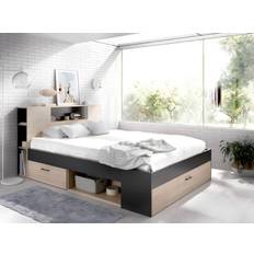 Letti e Materassi Vente-unique Letto Matrimoniale Testiera Portaoggetti 160 x 200 cm