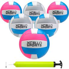 Volleyball Xcello Sports Xcello Sports Volleyball Blue/Grey/White, Blue/Pink/White with Pump Pack of 6