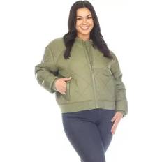 White Mark Plus Diamond Quilted Puffer Bomber Jacket Olive