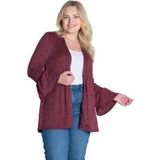 Red Cardigans 24seven Comfort Apparel 24seven Comfort Apparel Plus Bell Sleeve Open Cardigan Sweater Wine