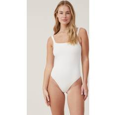 Gråa Bodys Cotton On Body Soft Lounge Square Neck Bodysuit Whisper white