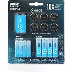 Ultimate Lithium Battery Bundle Gift Pack includes AA AAA CR2016 CR2025 CR2032 9V Nice Power Non Rechargeable Technology