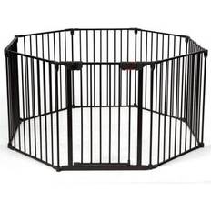 Black Child Safety Costway Adjustable Panel Baby Safe Metal Gate Play Yard-Black