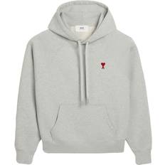 Ami Paris Heart Logo Hoodie Heather Grey