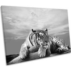 Bloomsbury Market Tiger Sunset B&W Canvas Picture Print Framed Art