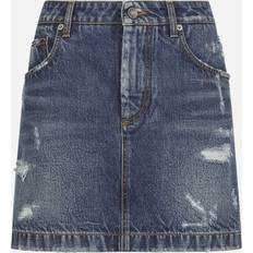 Dolce & Gabbana Skirts Dolce & Gabbana Minirock Aus Denim Mit Rissen Frau Denim Mehrfarbig