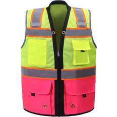 Pink Work Clothes Shine Bright Safety Vest High Visibility with Reflective Straps and Pockets Premium, Soft, Durable, and Breathable ANSI CLASS Size XL, Pink