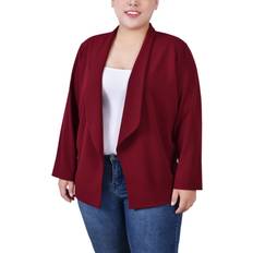 Red Blazers Ny Collection Plus 3/4 Sleeve Ponte Blazer Burgundy