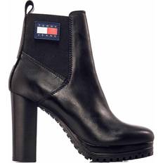 Cotton Boots Tommy Jeans Leather Cleat High Heel Boots - Black