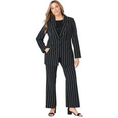 Jessica London Blazers Jessica London Plus Women's Bi-Stretch Blazer in Black Pinstripe Size W Professional Jacket