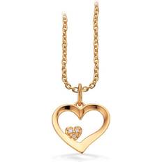 Diamanter - Guldbelagt Halskæder Scrouples Heart Necklace - Gold/Diamonds