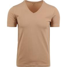 Olymp L T-Shirts Olymp T-shirt V-Neck Nude Brown Beige