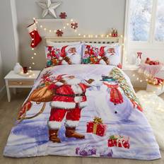 Fusion Christmas Santa & Snowy Påslakan Multifärgad, Röd (200x140cm)