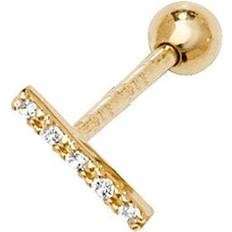 Transparent - Women Piercings Gold Jewellery 9ct Yellow Zirconia Bar Cartilage 8.5mm Post Stud