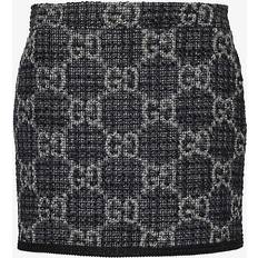 Gucci Woman Skirts Gucci GG-jacquard Wool-blend Tweed Mini Skirt Womens Dark Grey