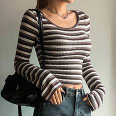 Shein Women's Striped Long Sleeve T-Shirt