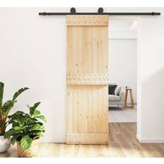 S 7010-Y70R Puertas vidaXL Puerta Corredera Con Herrajes Madera Maciza De Pino 70x210 cm - Marrón (x210cm)