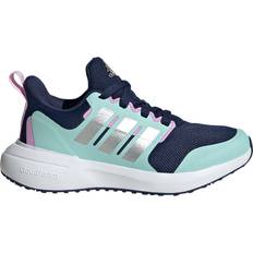 Multifärgade Löparskor Barnskor adidas Kid's FortaRun 2.0 Cloudfoam Lace Shoes - Dark Blue/Silver Metallic/Semi Flash Aqua