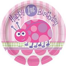 Pink Party Supplies Unique Party Ladybird 1st Birthday Plates Pack of 8 Pink One Size