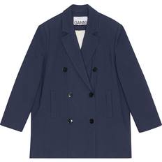 4XL - Women Blazers Ganni Navy Double-Breasted Blazer 683 Sky Captain XXS-XS