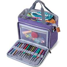 Yarn Bags Luxja Crochet Tote Bag Portable Yarn Storage Bag Knitting Bags for Carrying Projects Knitting Needles and Crochet Accessories Purple Accessories Not