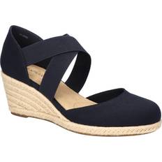 Synthetic Espadrilles Easy Street Pari Women's Espadrille Wedge Sandals, Wide, Blue