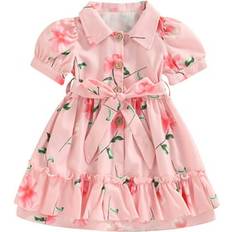 Pudcoco Pudcoco Girl's Floral Dress - Pink