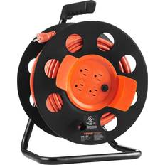 VEVOR Extension Cord Reel, 100FT, with 4 Outlets and Dust Cover, Heavy Duty 12AWG SJTOW Power Cord, Manual Cord Reel with Portable Handle Circuit Brea