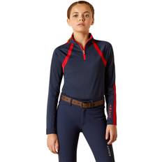 Ariat Kid's Sunstopper 3.0 1/4 Zip Baselayer Top Long Sleeve in Navyt, X-Small