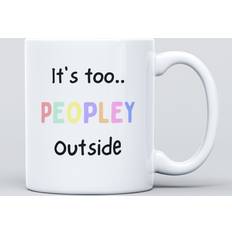 Panther Print It's Too Peopley Outside Joke Large Heavy Duty Mug