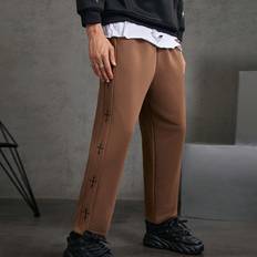 Shein Men Trousers Shein Men's Cross Pattern Slant Pocket Woven Casual Trousers