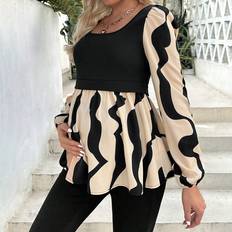 XXS Gravid- & Amningskläder Shein Maternity Print Patchwork Lantern Sleeve Shirt