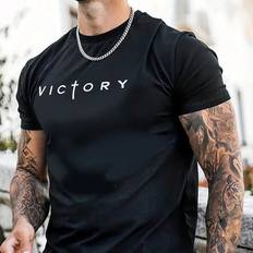 Herr - Spets T-shirts Shein Men's Letter Printed Short Sleeve T-Shirt