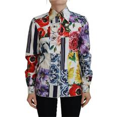 XXXS Blouses Dolce & Gabbana Multicolor Floral Cotton Collared Blouse Top IT36