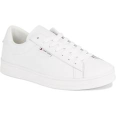 Tommy Hilfiger 47 - Herre - Hvid Sko Tommy Hilfiger Leather Logo Cupsole Trainers ECRU