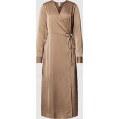 Beige - Långa klänningar Y.A.S Yaspella LS Wrap Midi Dress S. Noos Dam Maxiklänningar