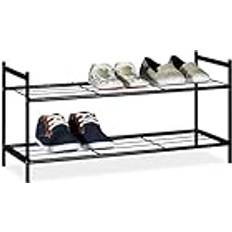 Relaxdays Sandra 2 Shelves Metal Storage Unit 33.5 x 69.5 x 26 cm 6 Pairs Shoe Rack