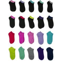 Wonder Nation Girl's No Show Socks 20-pack - Black/Multicolour