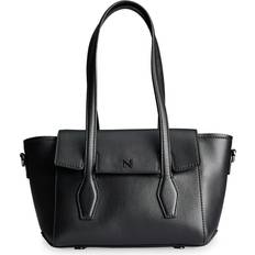 BOSS NAOMI x leather tote bag with branded trims Black