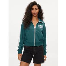 Tommy Hilfiger Turquoise Clothing Tommy Hilfiger Varsity Logo Zip-Thru Track Jacket TIMELESS TEAL