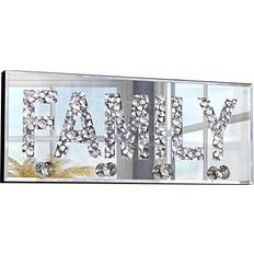 Silver Wall Decor ST3000 Crush Diamond Mirrored Family Letter Plaque Sign Wall Decor