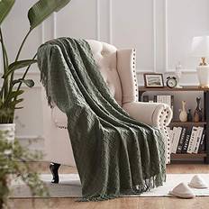 NexHome Throw Blanket with Tassel 50 x 60 Olive Green Blankets Green