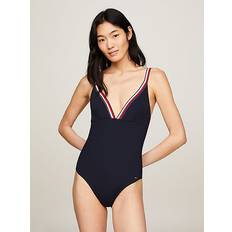 XS Swimsuits Tommy Hilfiger Global Stripe Triangle One-Piece Swimsuit DESERT SKY