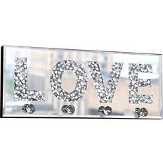 Silver Wall Decor ST3000 Crush Diamond Mirrored Love Letter Plaque Sign Wall Decor