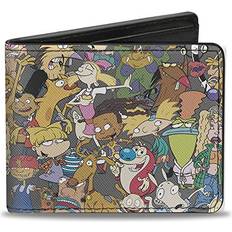 Nickelodeon mens Buckle-down Pu Bifold Nick 90's Rewind Mutli Character Mash Up Collage Bi Fold Wallet, 4.0 X