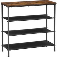 Polyester Hallway Furniture & Accessories Vasagle 4 Tier Rustic Brown/Black Shoe Rack 29.5x28"