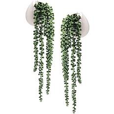 Tiita Succulents Hanging Fake String of Pearls Ceramic, 2 Artificial Plant
