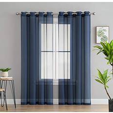 Curtains & Accessories HLC.me 2 Piece Sheer Voile Window Curtain Grommet Panels 54 W x 84 L Navy Blue